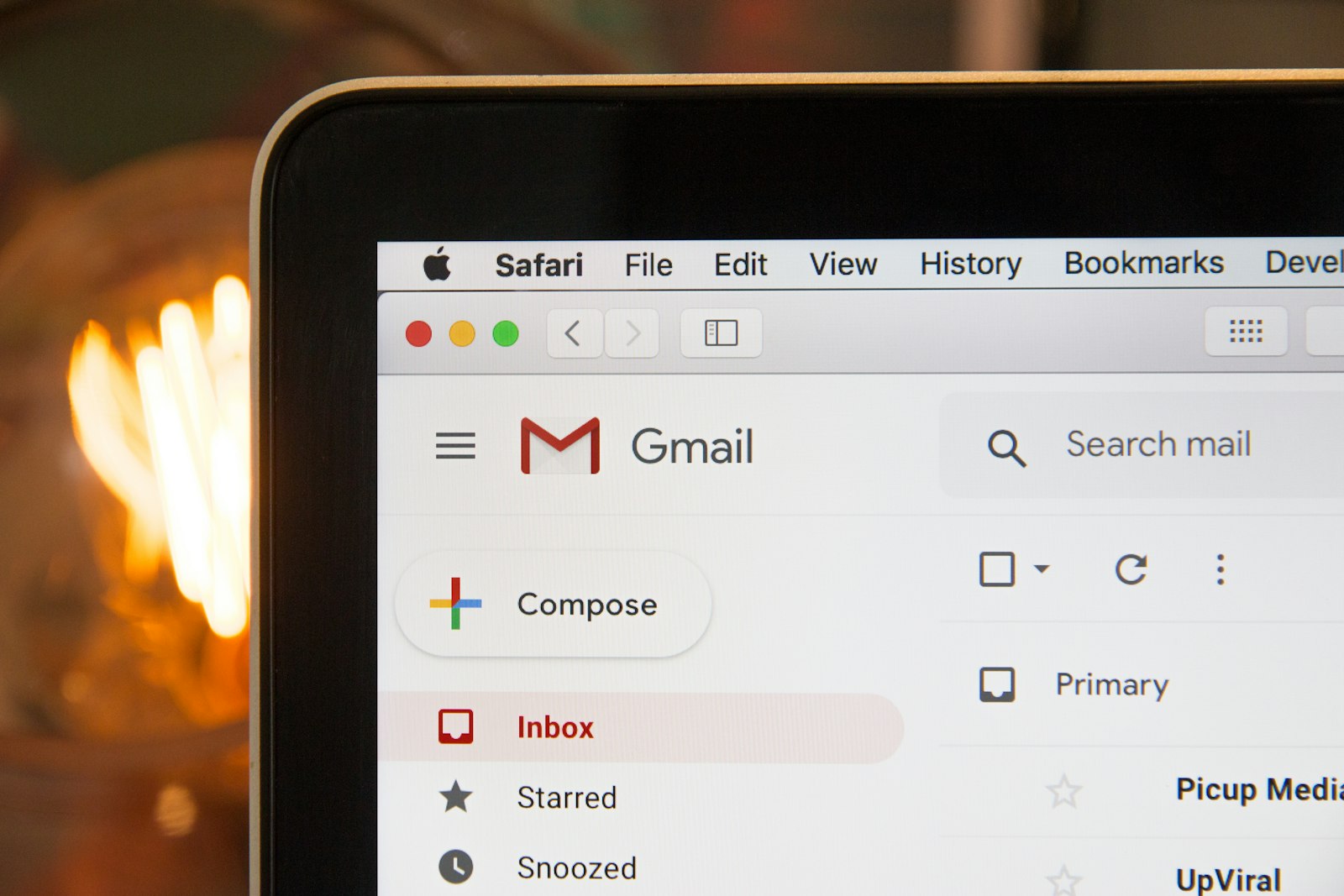 Email inbox open on a laptop screen